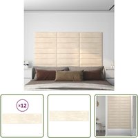 The Living Store - Wandpaneele 12 Stk. Creme 60x15 cm Samt 1,08 m² - Samt Wandpaneele - Wohnwandgestaltung - Wanddeko - Wandschmuck - Creme Farbe von THE LIVING STORE