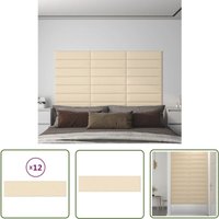 The Living Store - Wandpaneele 12 Stk. Creme 60x15 cm Stoff 1,08 m² - Wandpaneele - Dekorative Paneele - Wandschmuck - Wohnzimmerdeko von THE LIVING STORE