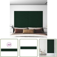 The Living Store - Wandpaneele 12 Stk. Dunkelgrün 90x15 cm Samt 1,62 m² - Wandpaneele - Samt - Deko Paneel - Wandgestaltung - Wohnzimmerdeko von THE LIVING STORE