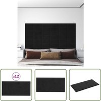 The Living Store - Wandpaneele 12 Stk. Schwarz 30x15 cm Samt 0,54 m² - Wandpaneele - Samt - Wohnzimmerdeko - Schlafzimmerdekor - Wandschmuck von THE LIVING STORE