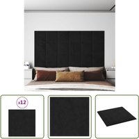 The Living Store - Wandpaneele 12 Stk. Schwarz 30x30 cm Samt 1,08 m² - Wandpaneele - Samt - Wohnzimmerdeko - Schlafzimmerdeko - Wandschmuck von THE LIVING STORE