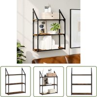 The Living Store - Wandregal 3 Fächer Räuchereiche 60x21x78,5 cm Holzwerkstoff - Wandregal - Regal - Holzregal - Wohnraumorganisation von THE LIVING STORE