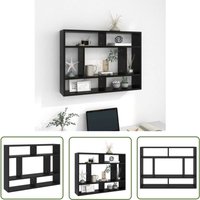 The Living Store Wandregal Schwarz 75x16x55 cm Holzwerkstoff - Wand Regal - Schwarzes Regal - Regal Aus Holzwerkstoff - Aufbewahrungswandregal - Deko von THE LIVING STORE