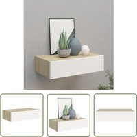 The Living Store - Wandregal mit Schublade Eichen-Optik und Weiß 40x23,5x10 cm mdf - Wandregal - Regal Mit Schublade - Eichene Optik - Weißes Regal The Living Store - Wandregal mit Schublade Eichen-Optik und Weiß 40x23,5x10 cm mdf - Wandregal - Regal Mit Schublade - Eichene Optik - Weißes Regal von THE LIVING STORE