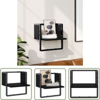 The Living Store - Wandregal mit Stange Schwarz 30x25x30 cm - Wandregal - Schwarzes Wandregal - Regal Schwarz - Regal Wandmontage - Wohnraumdeko von THE LIVING STORE