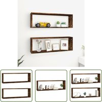 The Living Store - Wandregale 2 Stk. Räuchereiche 80x15x26,5 cm Holzwerkstoff - Wandregal - Holzregal - Wohnraum Deko - Möbel Online Kaufen von THE LIVING STORE