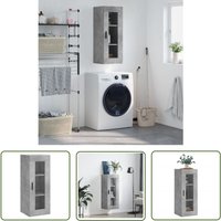 Wandschrank Betongrau 34,5x34x90 cm - Hängeschrank - Wandschrank - Regal - Aufbewahrung - Beton Grau - The Living Store von THE LIVING STORE
