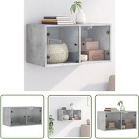 The Living Store - Wandschrank mit Glastüren Betongrau 68,5x37x35 cm - Beton Grau - Hängeschrank - Wandschrank - Aufbewahrungsraum - Wohnzimmermöbel von THE LIVING STORE