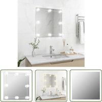 The Living Store Wandspiegel mit LED-Beleuchtung Quadratisch Glas - LED-Spiegel - Wandspiegel - Badezimmerspiegel - Schreibtischspiegel - Silberner von THE LIVING STORE