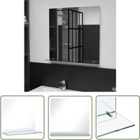 The Living Store Wandspiegel mit Regal 60×60 cm Hartglas - Wandspiegel - Spiegels - Badezimmerspiegel - Wohnraumspiegel - Schlafzimmerspiegel The Living Store Wandspiegel mit Regal 60×60 cm Hartglas - Wandspiegel - Spiegels - Badezimmerspiegel - Wohnraumspiegel - Schlafzimmerspiegel von THE LIVING STORE