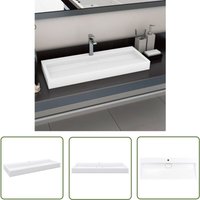 The Living Store - Waschbecken 120 x 46 x 11 cm Mineralguss/Marmorguss Weiß - Mineralguss Waschbecken - Wandmontage - Aufsatzwaschbecken - Weißes von THE LIVING STORE