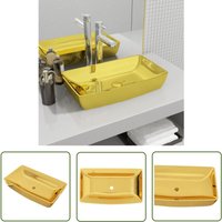 The Living Store - Waschbecken 71 x 38 x 13,5 cm Keramik Golden - Waschbecken - Keramikwaschbecken - Goldenes Waschbecken - Aufsatzwaschbecken von THE LIVING STORE