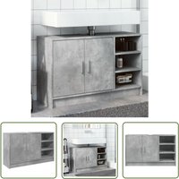 The Living Store - Waschbeckenunterschrank Betongrau 90x29x55 cm Holzwerkstoff - Waschtischunterschrank - Badezimmermöbel - Badschränkchen von THE LIVING STORE