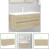 The Living Store Waschbeckenunterschrank Einbaubecken Sonoma-Eiche Holzwerkstoff - Waschbeckenunterschrank - Holzschrank - Badezimmermöbel von THE LIVING STORE