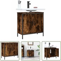 The Living Store - Waschbeckenunterschrank Räuchereiche 60x30x60 cm Holzwerkstoff - Badezimmermöbel - Waschbeckenunterschrank - Holzschrank von THE LIVING STORE