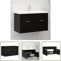 The Living Store - Waschbeckenunterschrank Schwarz 80x38,5x46 cm Holzwerkstoff - Waschtischschrank - Badezimmermöbel - Badeschrank von THE LIVING STORE