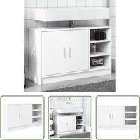 The Living Store Waschbeckenunterschrank Weiß 90x29x55 cm Holzwerkstoff - Waschtischunterschrank - Badezimmermöbel - Holzwerkstoff - Weißer von THE LIVING STORE