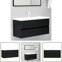 The Living Store - Waschbeckenunterschrank mit Einbaubecken Schwarz Holzwerkstoff - Waschbeckenunterschrank - Holzwerkstoff Möbel - Badezimmermöbel The Living Store - Waschbeckenunterschrank mit Einbaubecken Schwarz Holzwerkstoff - Waschbeckenunterschrank - Holzwerkstoff Möbel - Badezimmermöbel von THE LIVING STORE