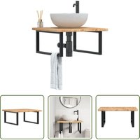The Living Store - Waschtischplatte mit Halterung Stahl und Massivholz Eiche - Waschtisch Ablage - Eichenholzablage - Badmöbel - Wandregale The Living Store - Waschtischplatte mit Halterung Stahl und Massivholz Eiche - Waschtisch Ablage - Eichenholzablage - Badmöbel - Wandregale von THE LIVING STORE