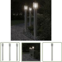 The Living Store Wegeleuchten 3 Stk. Silbern 110 cm Edelstahl - Outdoor-Beleuchtung - Gartenlampe - Edelstahl Lampe - LED Lampen - Terrasse von THE LIVING STORE