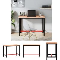 The Living Store Werkbank 115x55x81,5 cm Massivholz Buche und Metall - Werkbänke von THE LIVING STORE