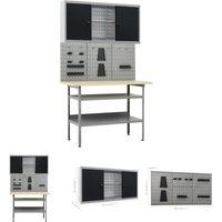 The Living Store - Werkbank mit 3 Werkzeugwänden und 1 Wandschrank - Werkbänke - Grau The Living Store - Werkbank mit 3 Werkzeugwänden und 1 Wandschrank - Werkbänke - Grau von THE LIVING STORE