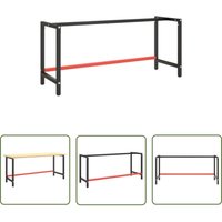Werkbankgestell Mattschwarz und Mattrot 180x57x79 cm Metall - Metall Gestell - Werkbankgestell - Tischgestell - Robustes Gestell - Pulverbeschichtete von THE LIVING STORE