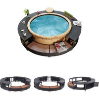 The Living Store Whirlpool-Umrandung Schwarz Poly-Rattan - Pool- & Whirlpool-Zubehör von THE LIVING STORE
