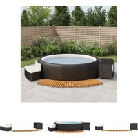 Whirlpool-Umrandung Schwarz Poly-Rattan und Massivholz Akazie - Pool- & Whirlpool-Zubehör - The Living Store von THE LIVING STORE