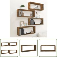 The Living Store Würfelregale 4 Stk. Räuchereiche 60x15x23 cm Holzwerkstoff - Würfelregal - Regal - Wandregal - Wohnraumgestaltung - Dekoration The Living Store Würfelregale 4 Stk. Räuchereiche 60x15x23 cm Holzwerkstoff - Würfelregal - Regal - Wandregal - Wohnraumgestaltung - Dekoration von THE LIVING STORE