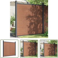 The Living Store Zaunelement mit 2 Pfosten Braun 180x186 cm WPC - Gartenzaun - Sichtschutzzaun - Holz-Kunststoff-Komposit - WPC Zaun - Brown von THE LIVING STORE