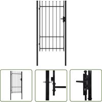 The Living Store Zauntor Einzelflügel mit Speerspitzen Stahl 1 x 1,75 m Schwarz - Gartentor - Metalltor - Stahltür - Zaun - Sichtschutz von THE LIVING STORE