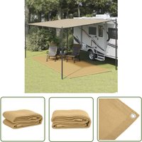 The Living Store Zeltteppich Sandfarbe 250x500 cm HDPE - Campingteppich - Outdoor Teppich - Zelttrapez - Garten Teppich - Wetterfeste Unterlage von THE LIVING STORE