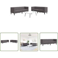 The Living Store - vidaXL 2-tlg. Chesterfield-Sofa-Set Grau Kunstleder von THE LIVING STORE