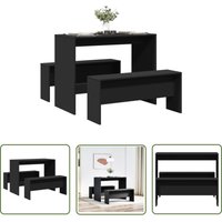 VidaXL 3-tlg. Esstisch und Bank Set Schwarz Holzwerkstoff von THE LIVING STORE
