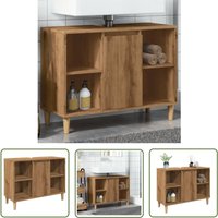 The Living Store - vidaXL Badschrank Braun Artisan-Eiche 80x33x60 cm Holzwerkstoff von THE LIVING STORE