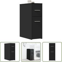 The Living Store - vidaXL Badschrank Schmal mit Rollen Schwarz Holzwerkstoff von THE LIVING STORE