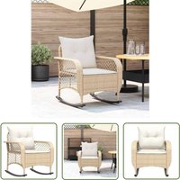The Living Store - vidaXL Garten-Schaukelstuhl mit Kissen Beige Poly Rattan von THE LIVING STORE
