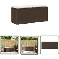 The Living Store - vidaXL Gartenbank mit Kissen Braun 110x40x44 cm Poly Rattan von THE LIVING STORE