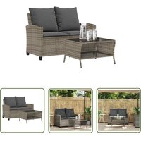 The Living Store - vidaXL Gartensofa 2-Sitzer mit Kissen & Tisch Grau Poly Rattan von THE LIVING STORE