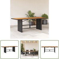 VidaXL Gartentisch mit Holzplatte Schwarz 190x80x75 cm Poly Rattan von THE LIVING STORE