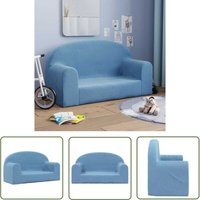 The Living Store - vidaXL Kindersofa 2-Sitzer Blau Weich Plüsch von THE LIVING STORE