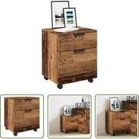 The Living Store - vidaXL Mobiler Aktenschrank mit Rollen Altholz 45x38x54 cm von THE LIVING STORE