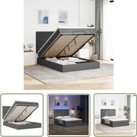The Living Store - vidaXL Ottoman-Bett mit Matratze & LEDs Dunkelgrau 140x200 cm Stoff The Living Store - vidaXL Ottoman-Bett mit Matratze & LEDs Dunkelgrau 140x200 cm Stoff von THE LIVING STORE