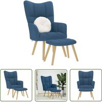 The Living Store - vidaXL Relaxsessel mit Hocker Blau Stoff The Living Store - vidaXL Relaxsessel mit Hocker Blau Stoff von THE LIVING STORE
