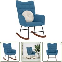 The Living Store - vidaXL Schaukelstuhl Blau Samt von THE LIVING STORE
