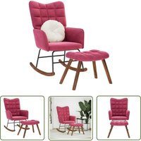 The Living Store - vidaXL Schaukelstuhl mit Hocker Weinroter Samt von THE LIVING STORE