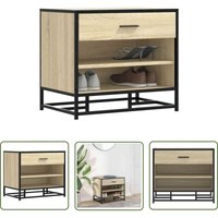 The Living Store - vidaXL Schuhbank Sonoma-Eiche 60x40x53,5 cm Holzwerkstoff und Metall von THE LIVING STORE