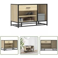 The Living Store - vidaXL Schuhbank Sonoma-Eiche 80x40x53,5 cm Holzwerkstoff und Metall von THE LIVING STORE