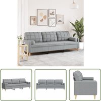 The Living Store - vidaXL Sofa 3-Sitzer mit Zierkissen Hellgrau 210 cm Stoff The Living Store - vidaXL Sofa 3-Sitzer mit Zierkissen Hellgrau 210 cm Stoff von THE LIVING STORE